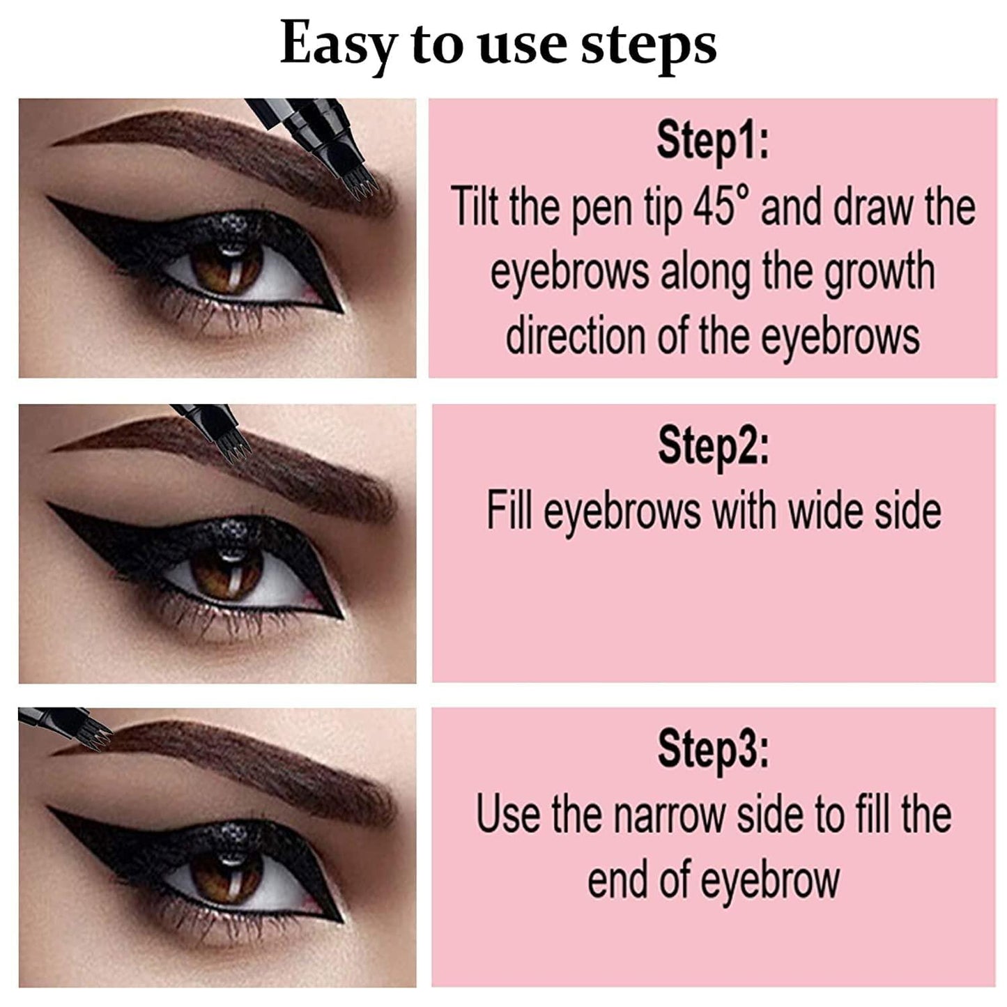 β¨ Waterproof 4-Points Microblading Eyebrow Pen with Micro Fork Tip Applicator β¨