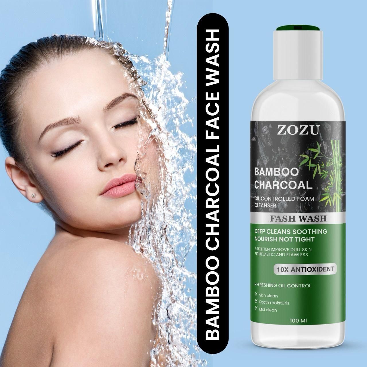 ZOZU 10× Charcoal Face Wash – Deep Cleanse + Glow Boost | 100 ml