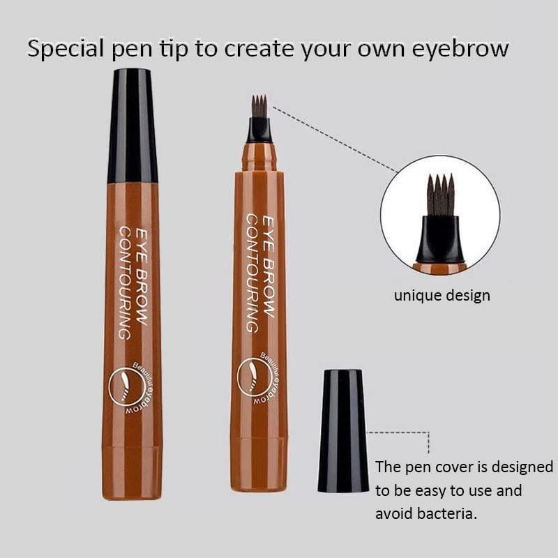 ✨ Waterproof 4-Points Microblading Eyebrow Pen with Micro Fork Tip Applicator ✨