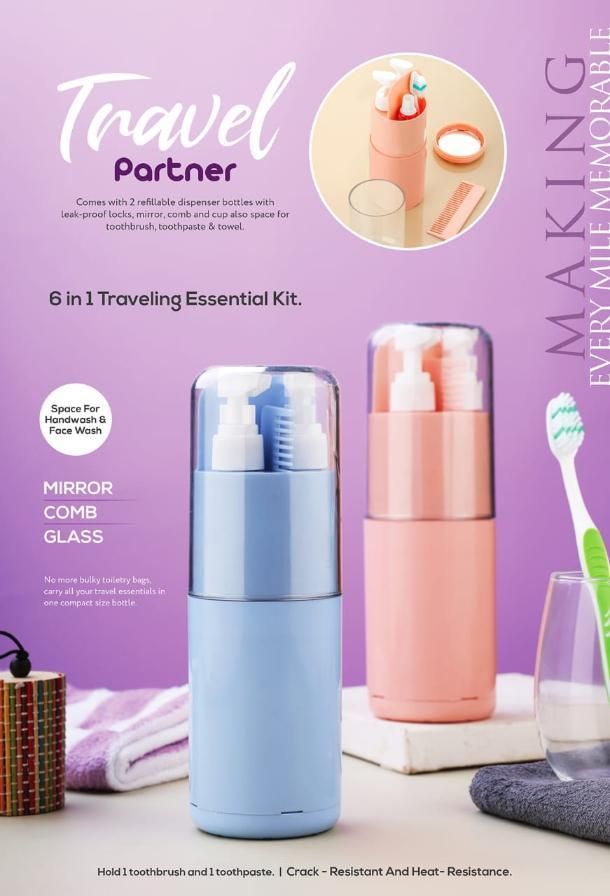 🧳 6-in-1 Travel Kit – Compact, Leak-Proof & Ready for Every Adventure