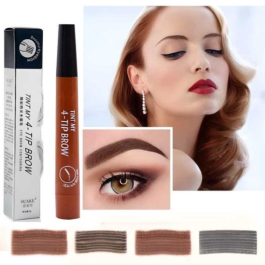 ✨ Waterproof 4-Points Microblading Eyebrow Pen with Micro Fork Tip Applicator ✨